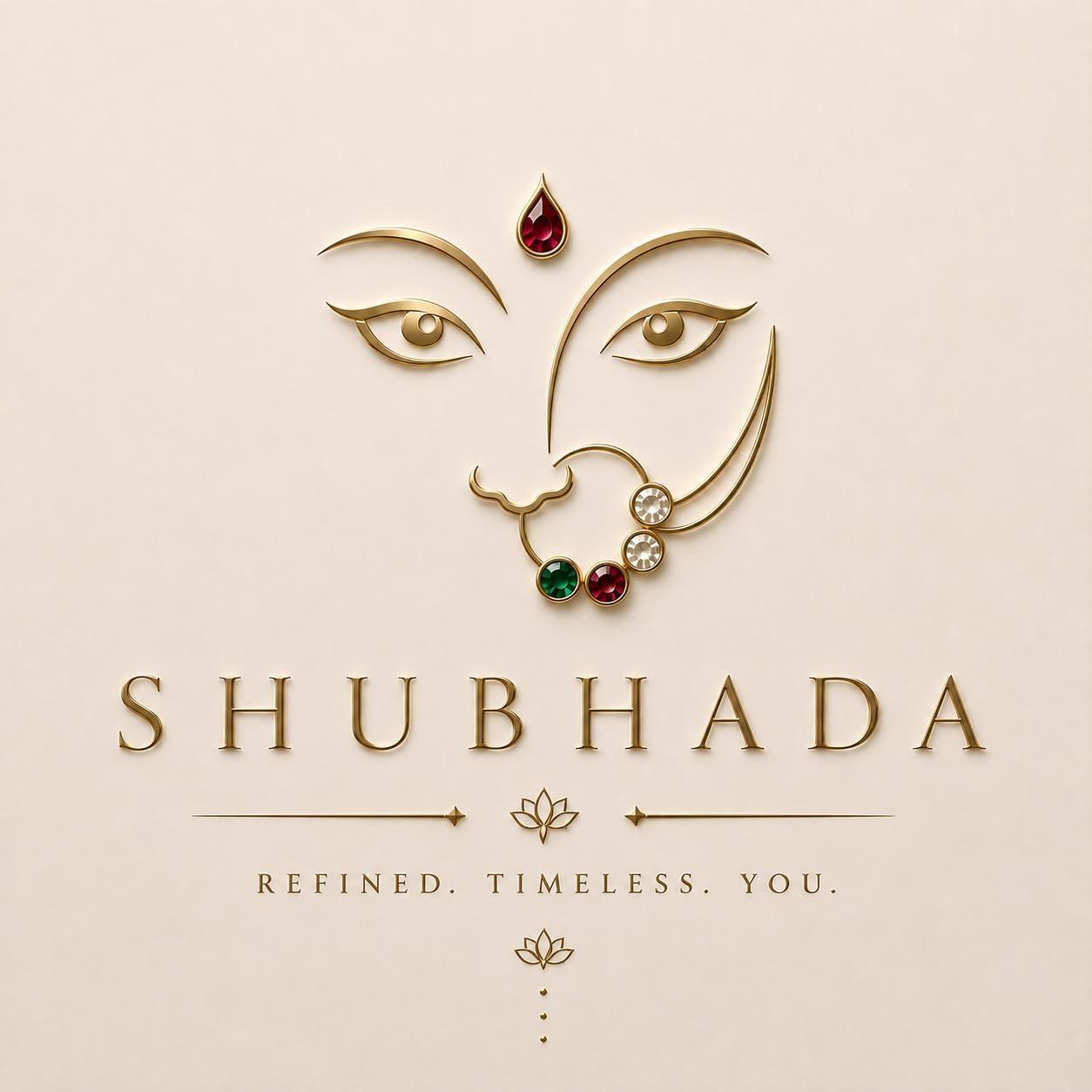 SHUBHADA illustrated bridal nath and bindi emblem — Refined. Timeless. You.