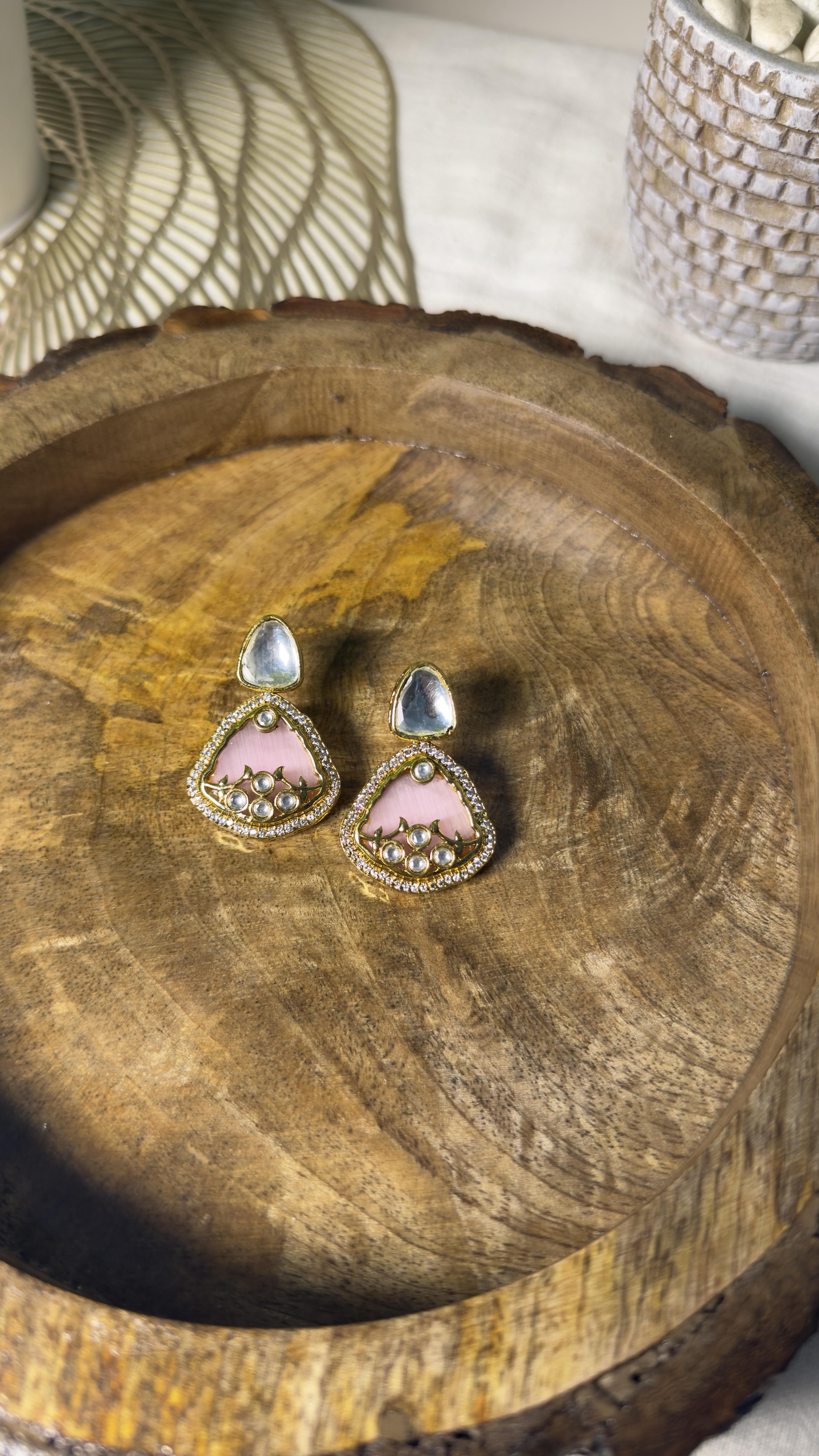 Samridhi Rose Cabochon matching stud earrings