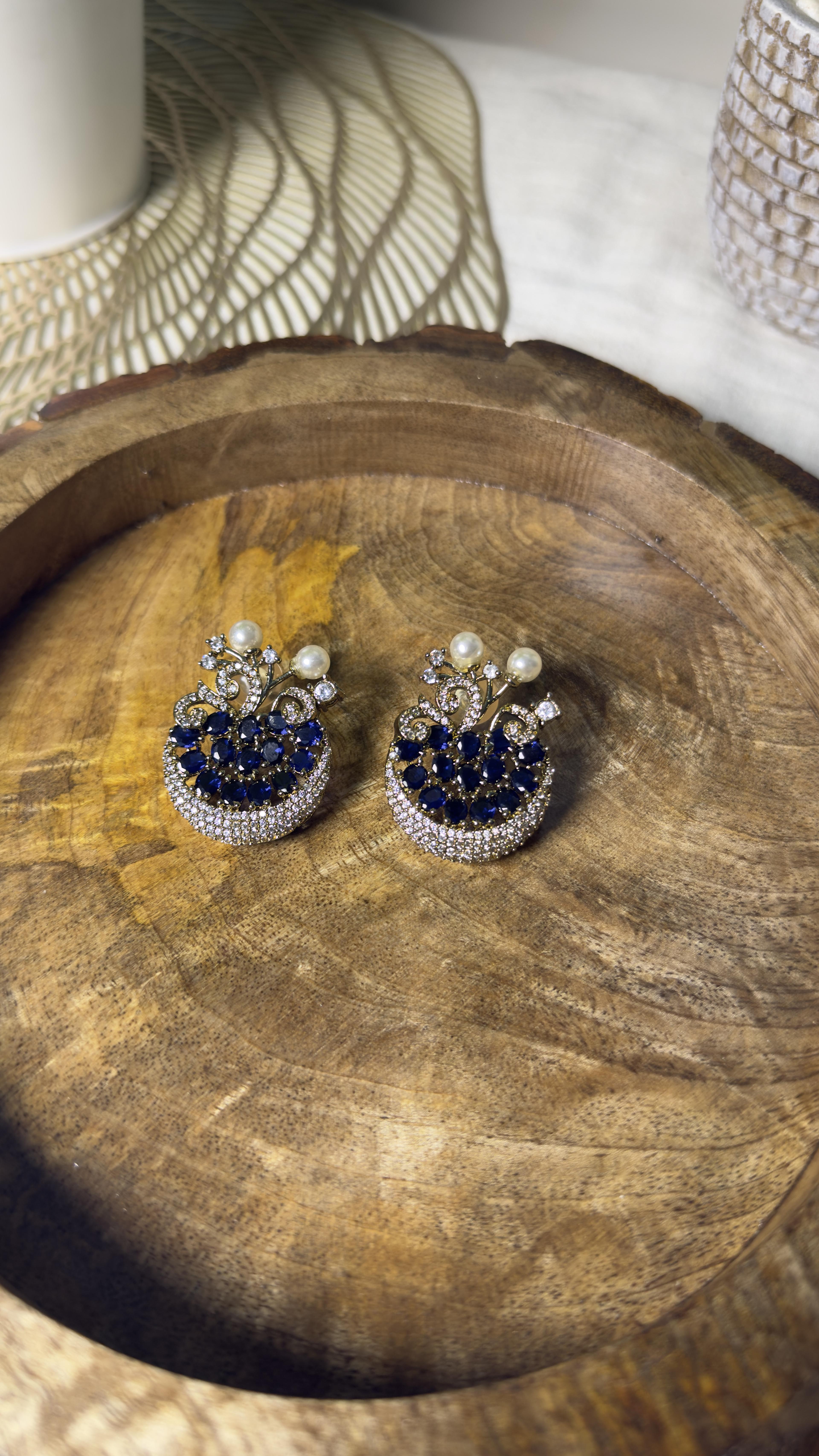 Samridhi Mayura Sapphire matching earrings