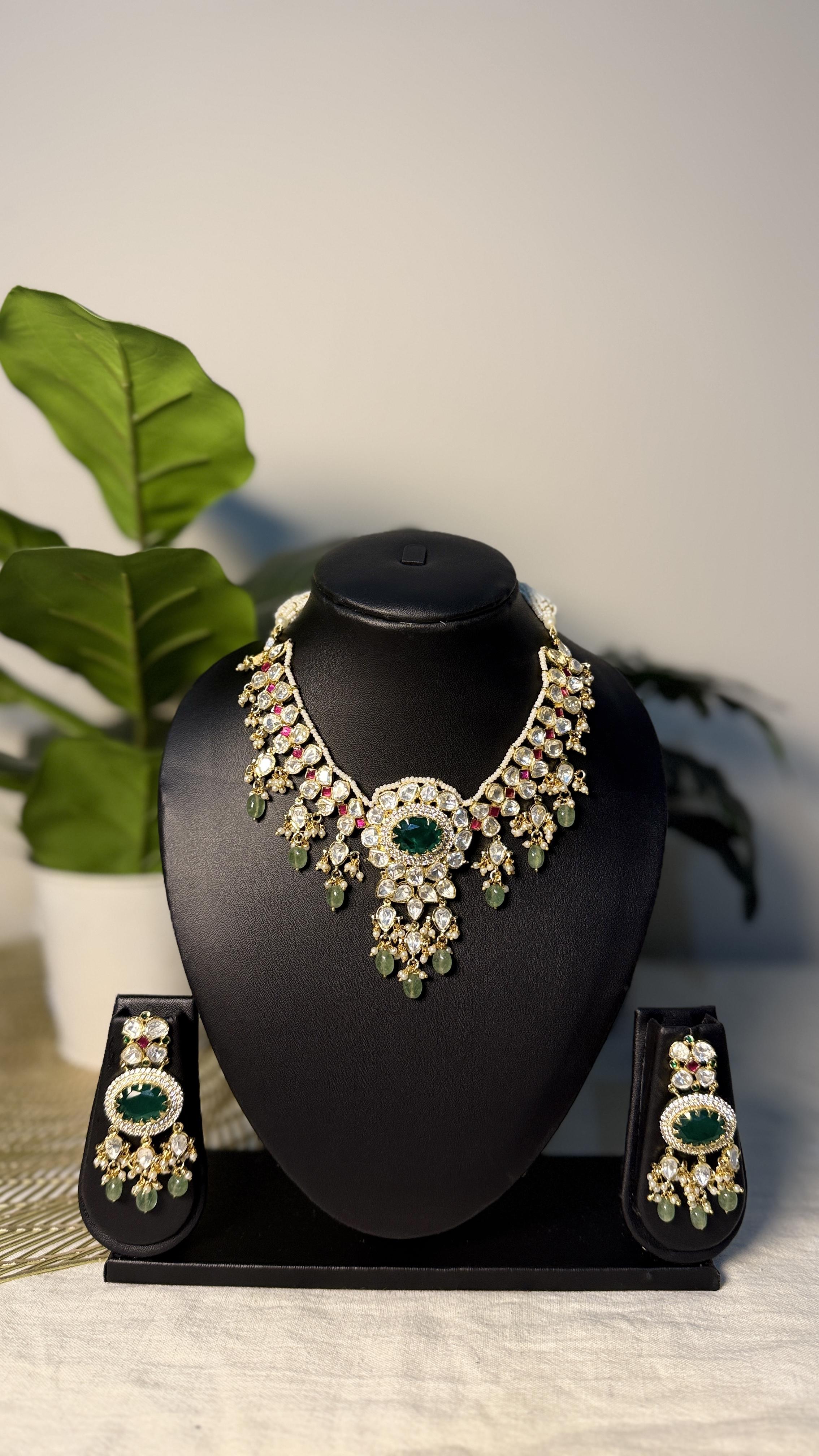 Samridhi Woven Pearl Bridal Necklace Set bust presentation